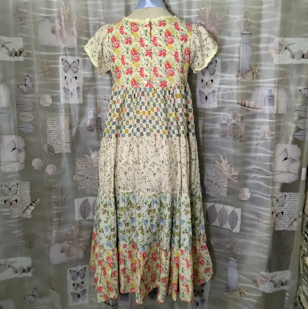 Malley Too Dallas Vintage Tiered Boho Prairie Cottagecore Maxi Dress Size 16